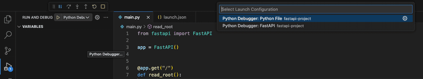 How to debug a python fastapi using vscode 